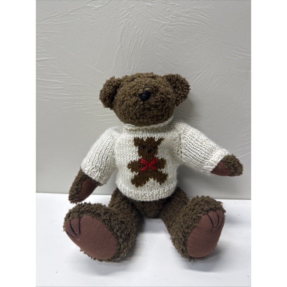1995 Berkeley Designs Jointed Plush Teddy Bear with Sweater 10" Tall
